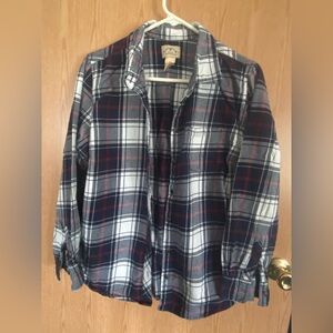 Men's Plaid Button-Up Shirt - Navy, White & Red